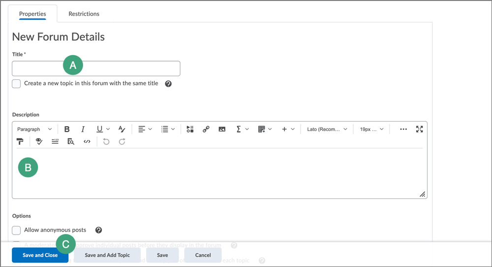 Creating Discussions in D2L Discussions Tools Desire2Learn