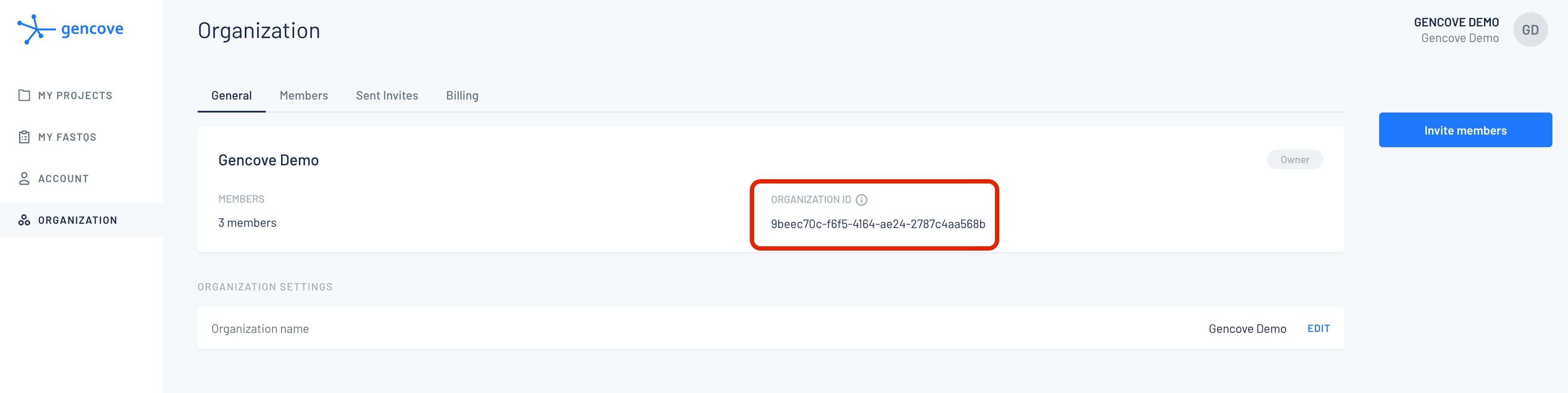 What is the difference between an organization ID and a project ID? Gencove