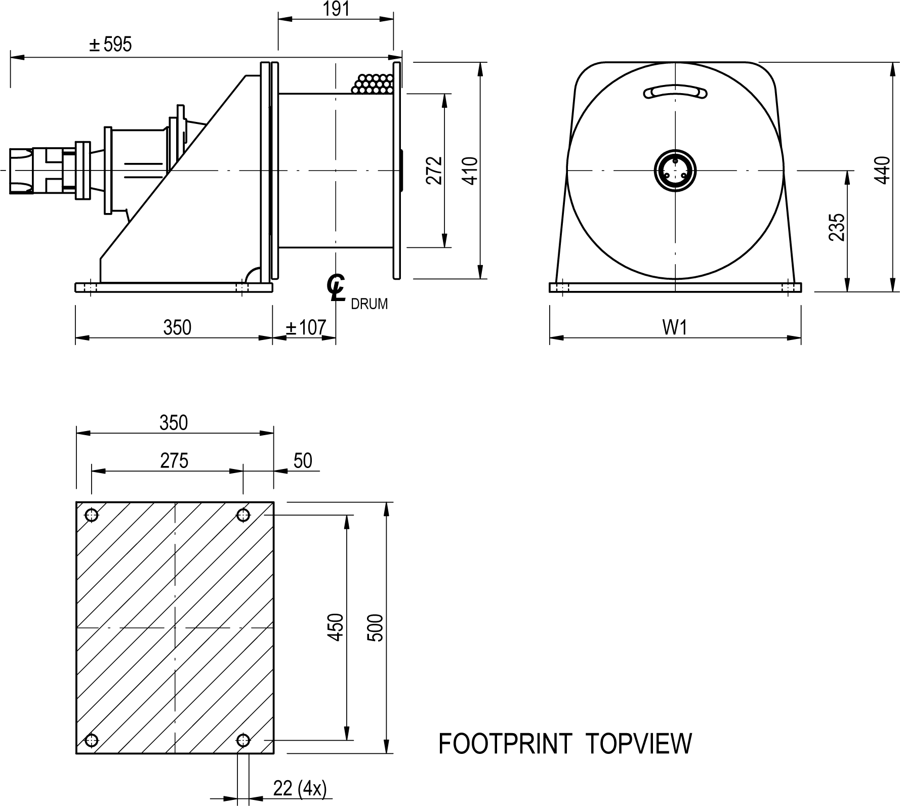 Hydraulic winch 2300 kg 17 m/min