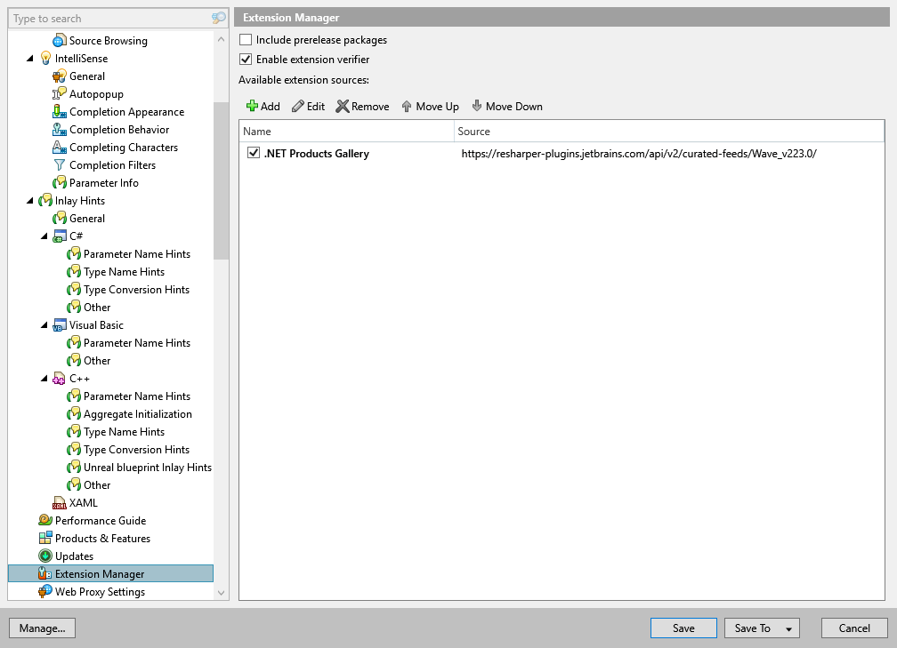 Extension Manager dotCover Documentation