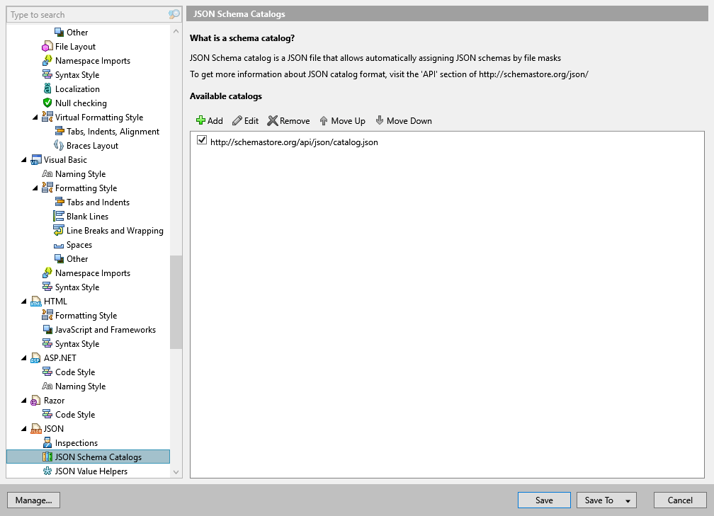 JSON Schema Catalogs ReSharper Documentation