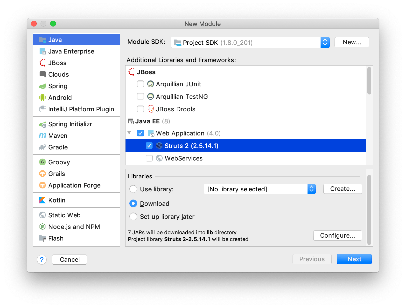 Prepare to use Struts 2 Help IntelliJ IDEA