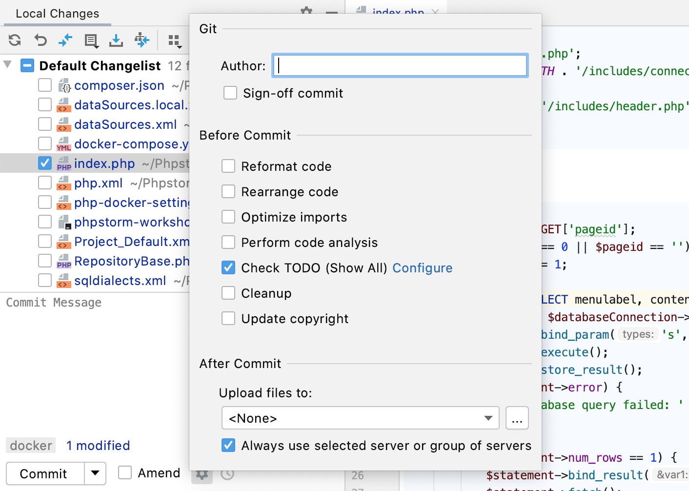 Commit and push changes to Git repository Help PhpStorm