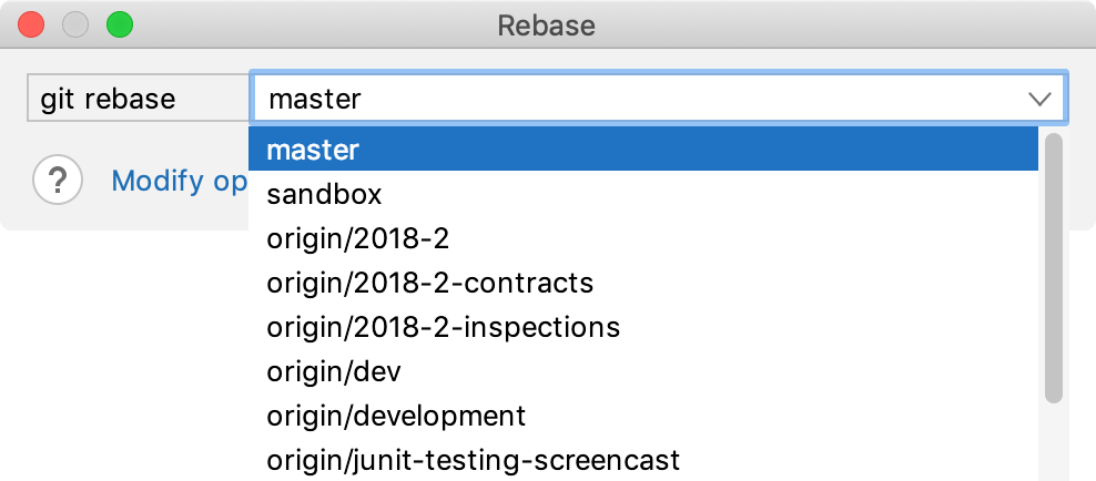 Apply changes from one Git branch to another—DataGrip