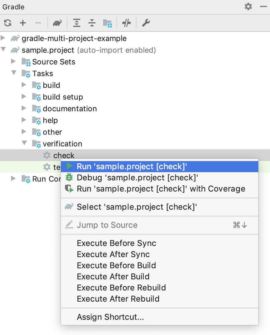 Gradle tasks—IntelliJ IDEA