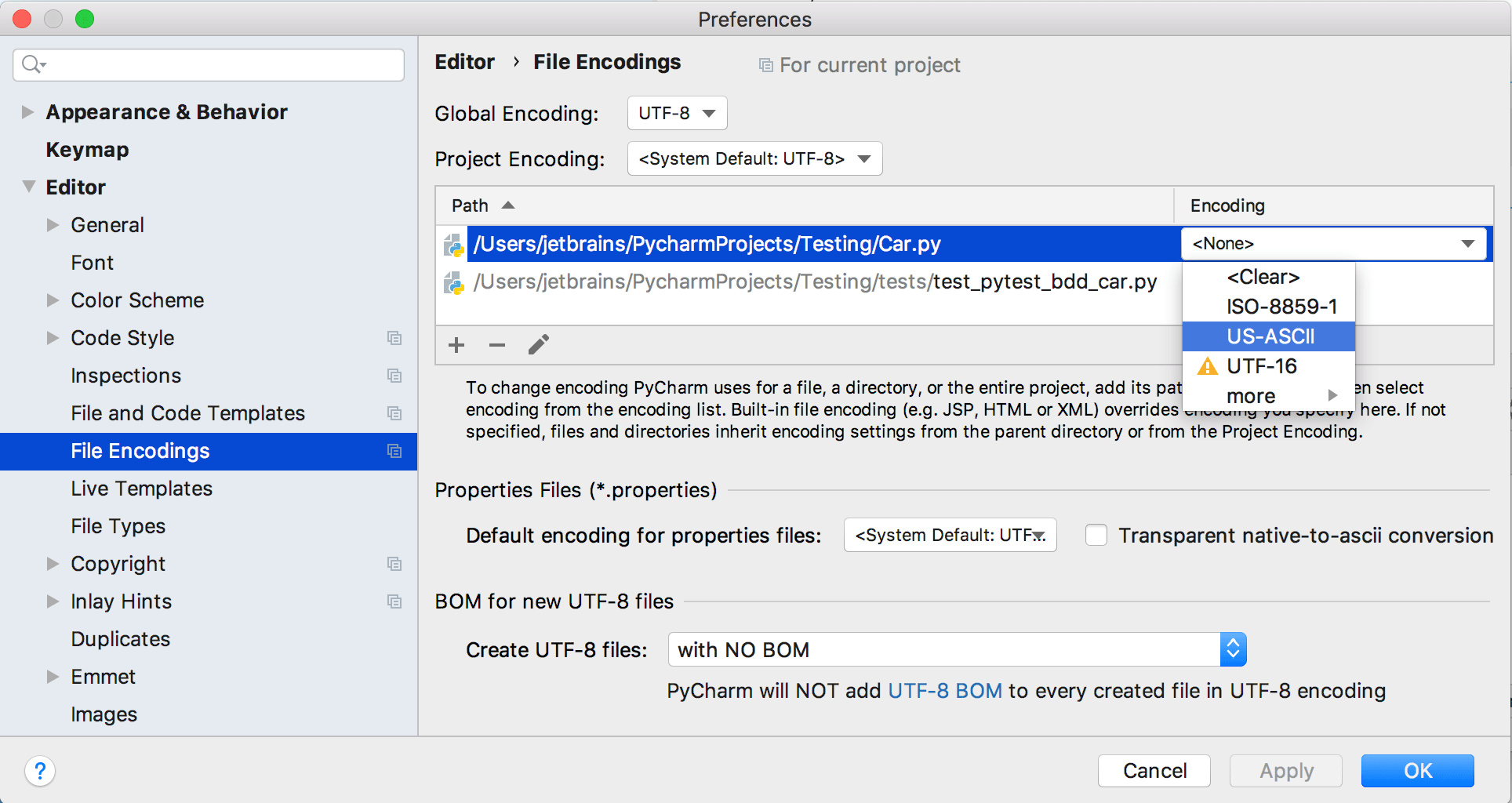 File encoding—PyCharm