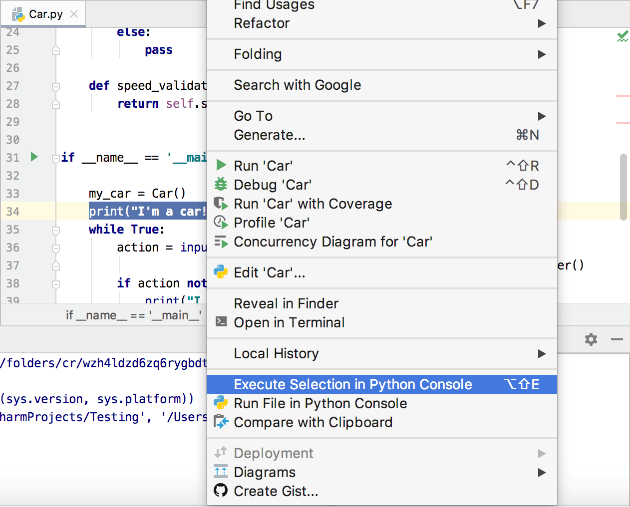 Python console—PyCharm