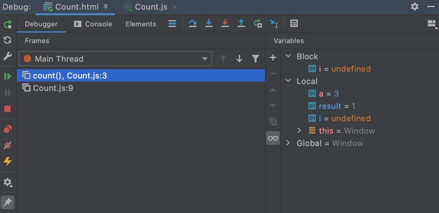 Debug tool window—Storm