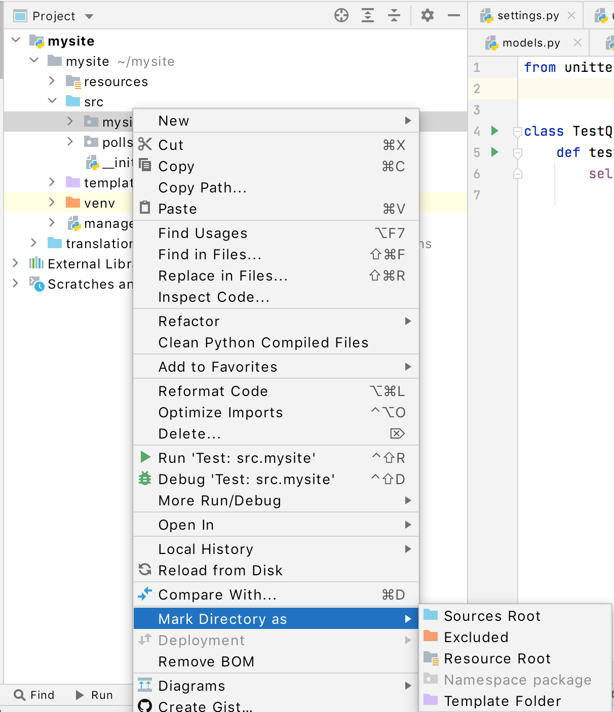 Configuring Project Structure PyCharm