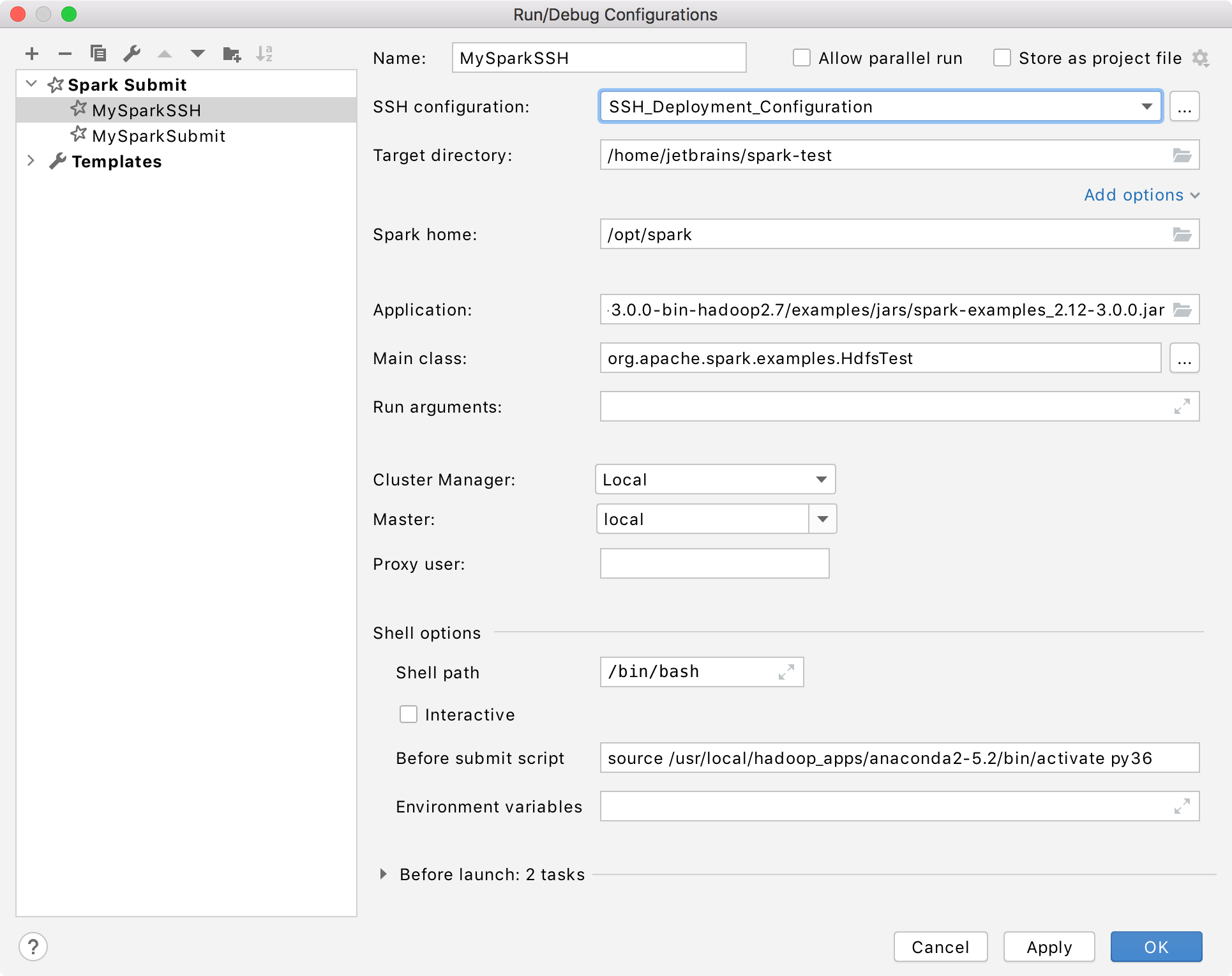 Run applications with Spark Submit IntelliJ IDEA