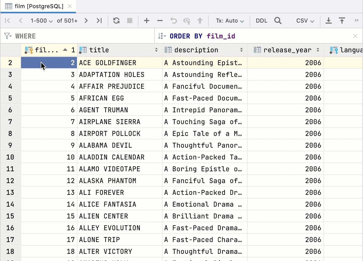 Foreign keys DataGrip