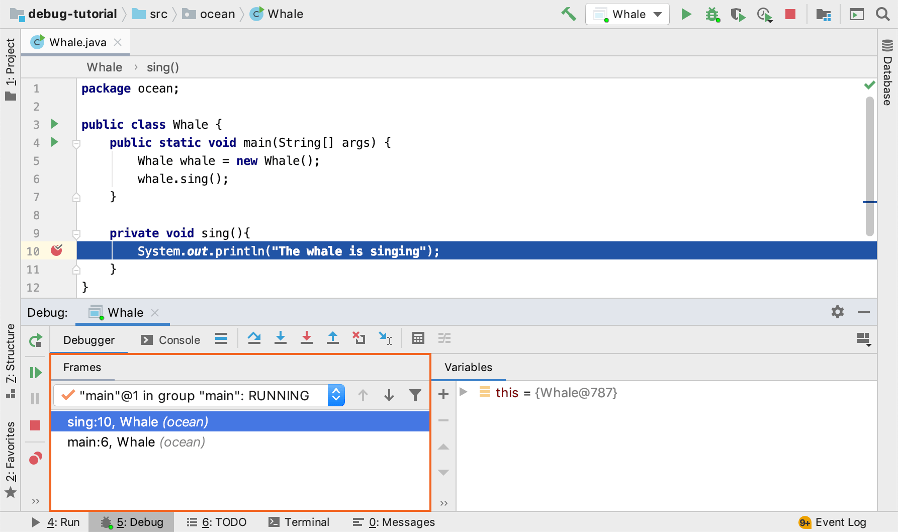 Examine Suspended Program Intellij Idea