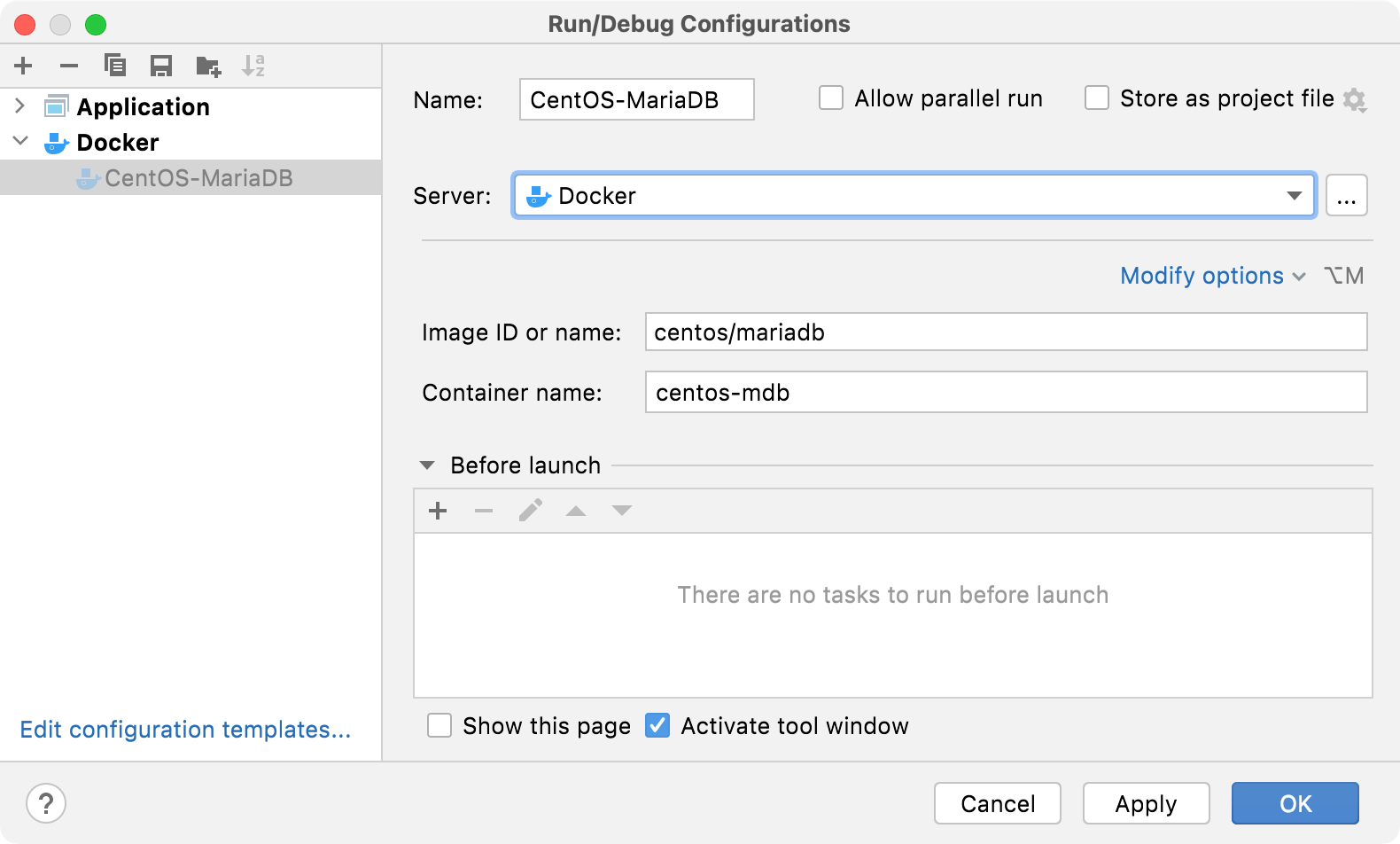 Docker Compose Centos Image