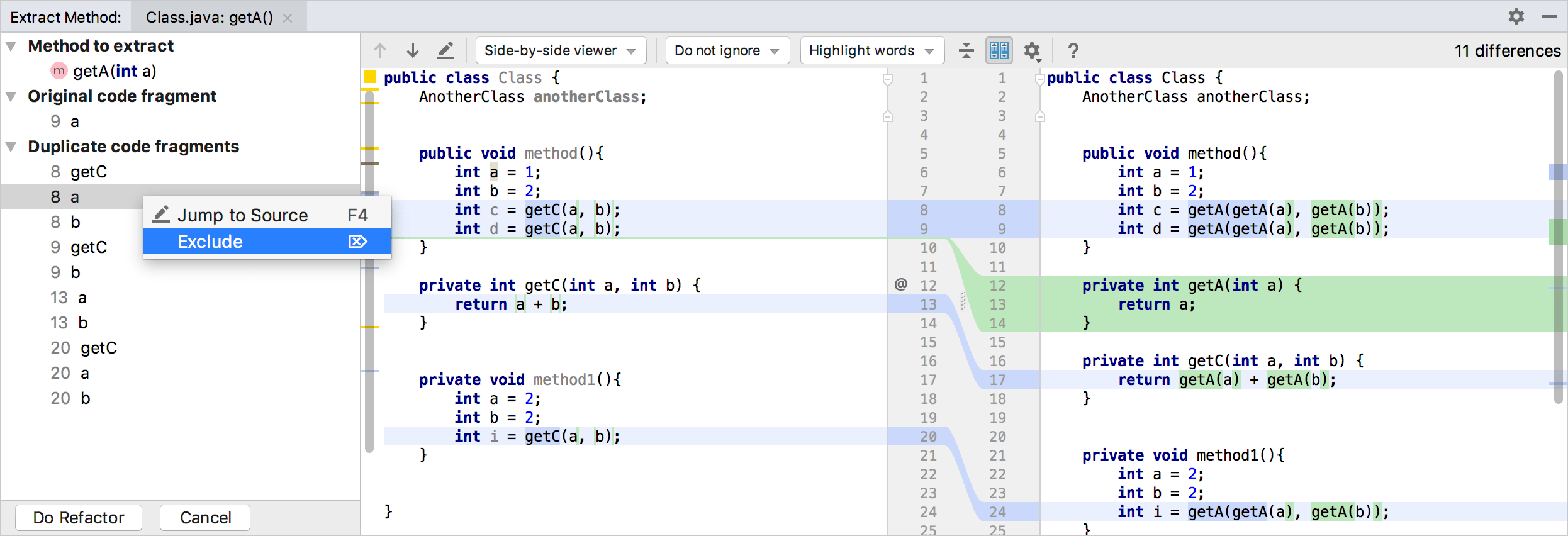 Extract method IntelliJ IDEA
