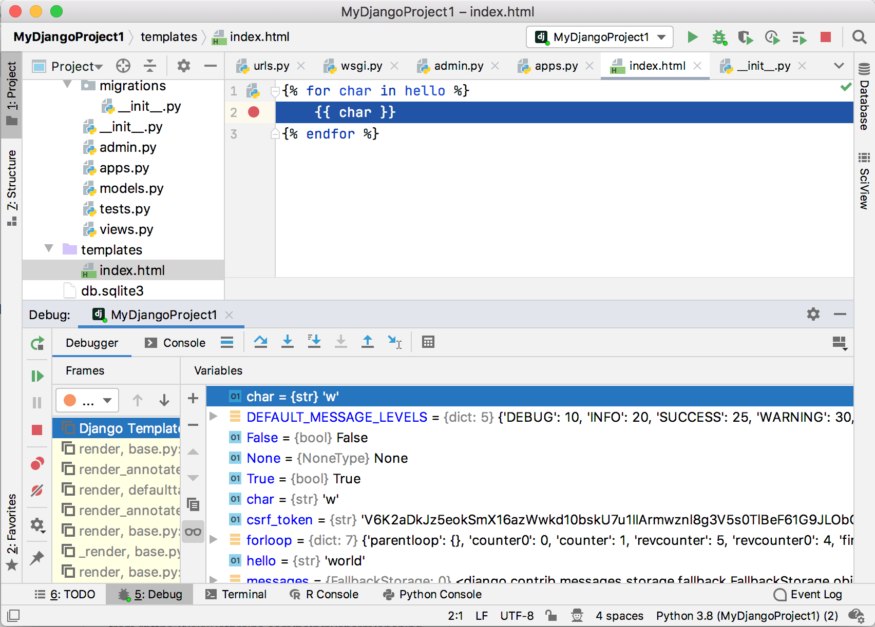 Debug Django Templates Pycharm