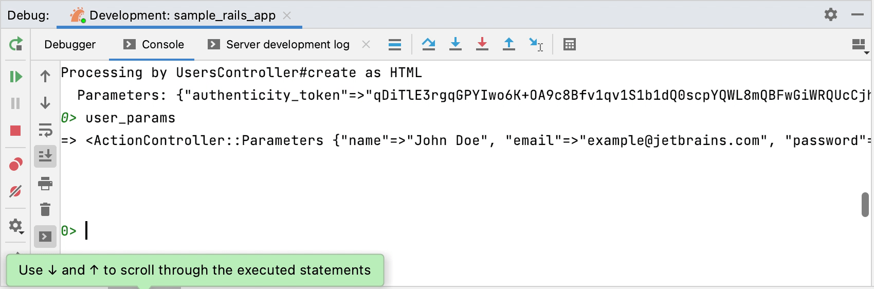 Debug console RubyMine