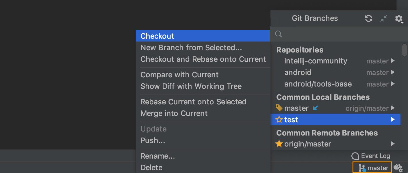 Git create branch from current working copy bopqeww
