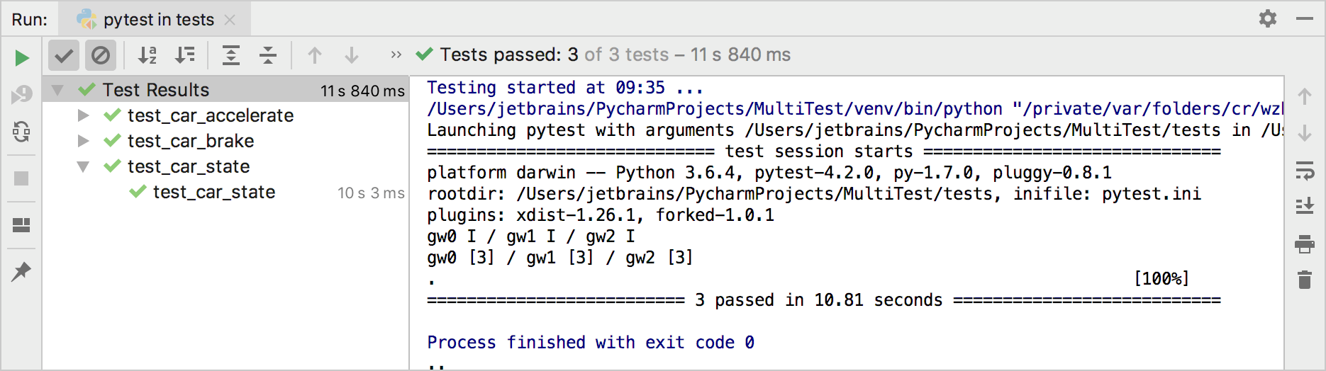 Run tests PyCharm