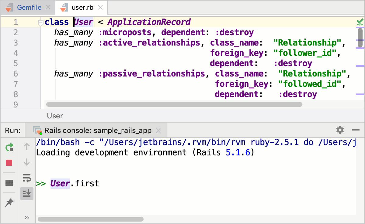 Rails console RubyMine