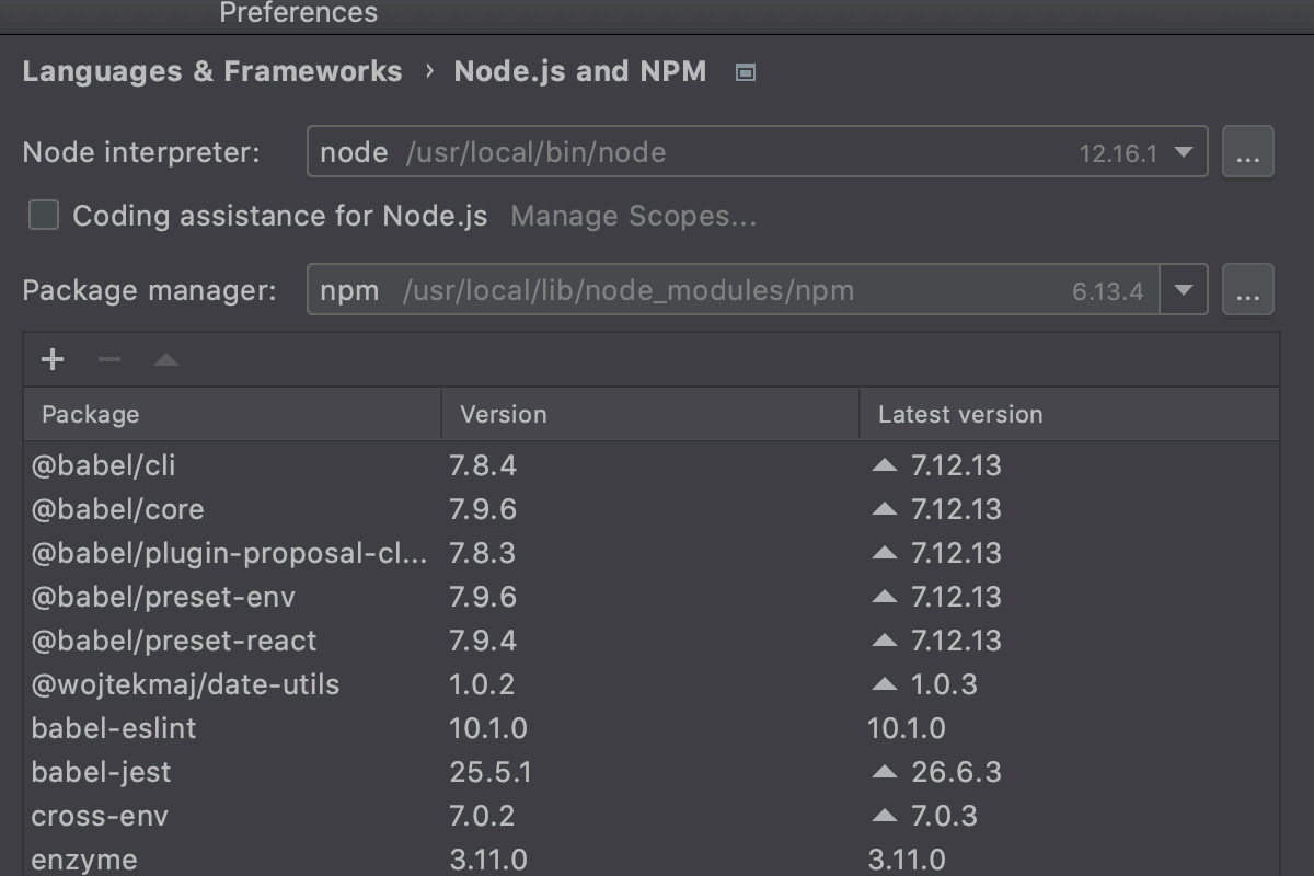 Node.js Interpreters Dialog Storm