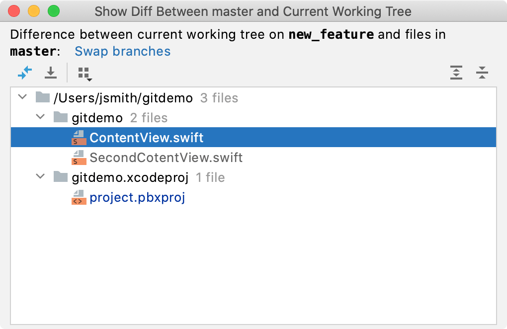 Apply changes from one Git branch to another AppCode