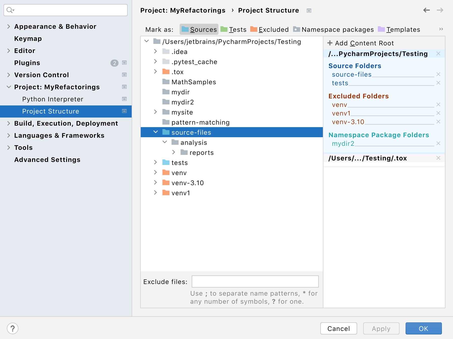Configuring Project Structure PyCharm