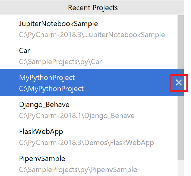 Как удалить проект в pycharm