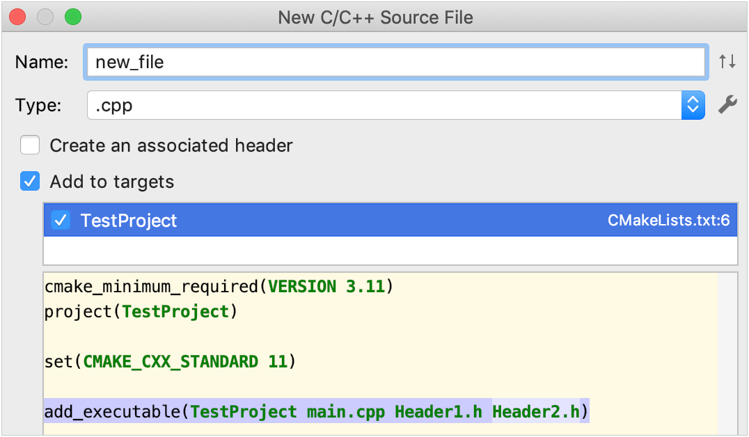 Manage CMake project files CLion