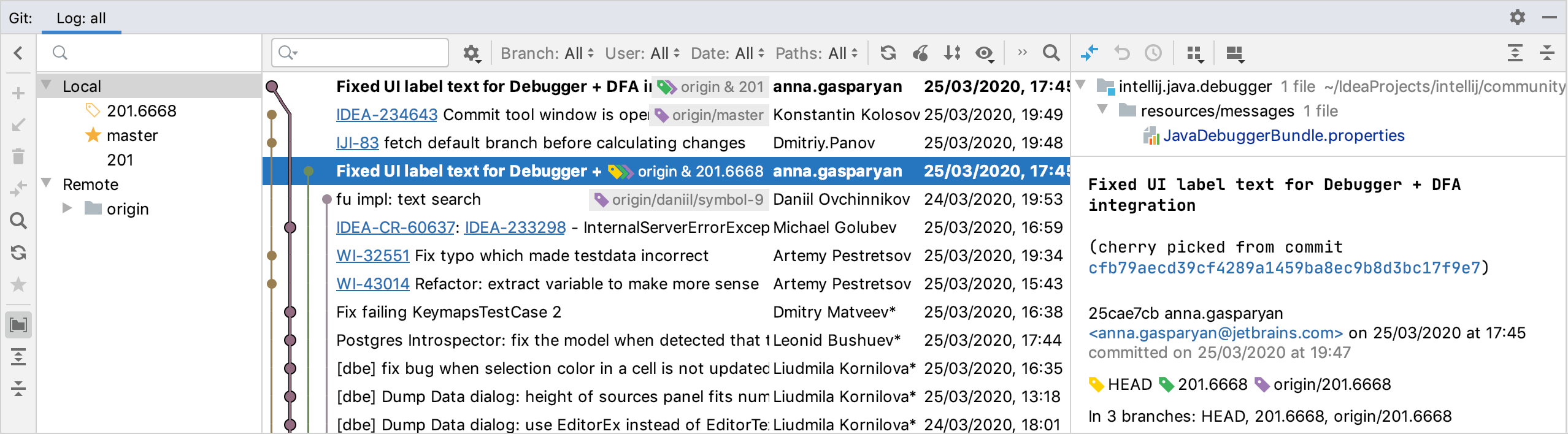 Investigate changes in Git repository PyCharm Documentation