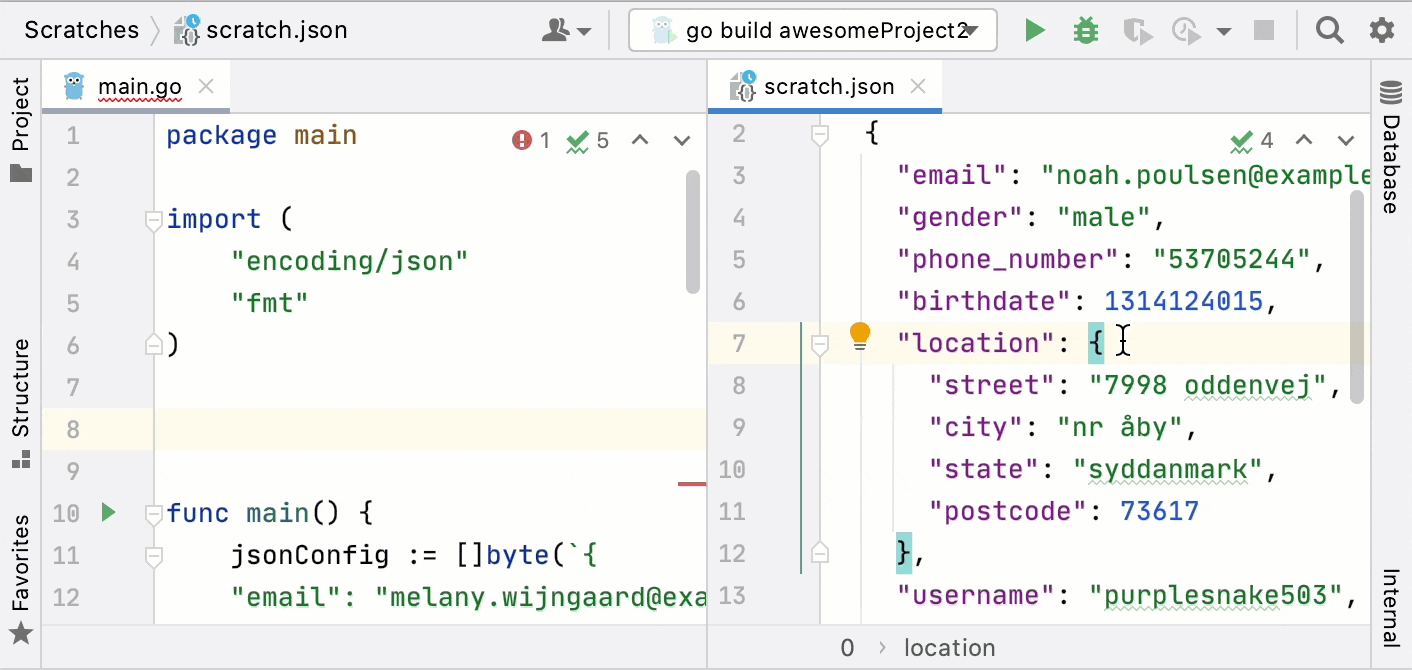 Working with JSON GoLand Documentation