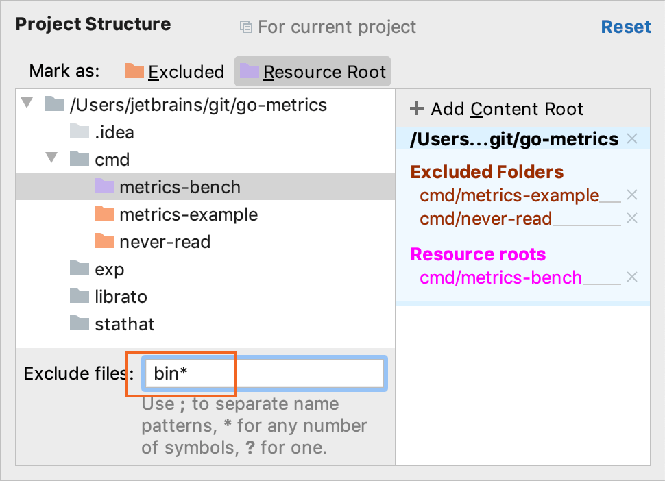 Configuring content roots GoLand Documentation
