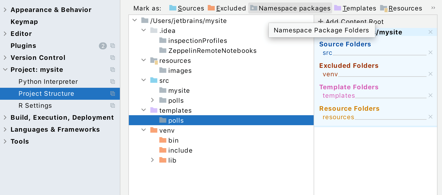 Configuring Project Structure PyCharm Documentation