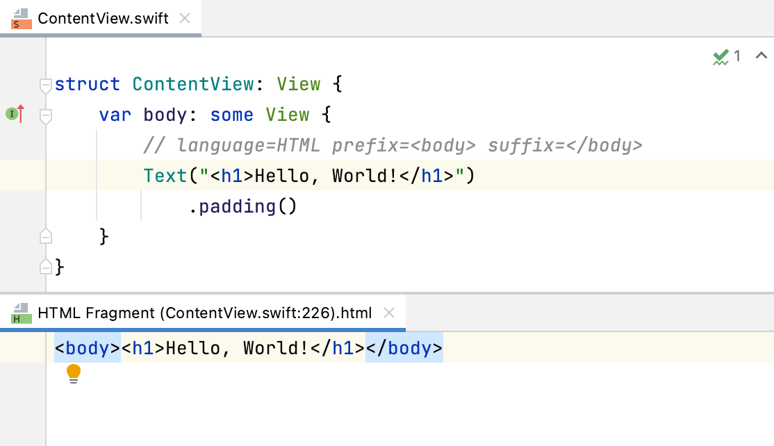 Language injections AppCode Documentation