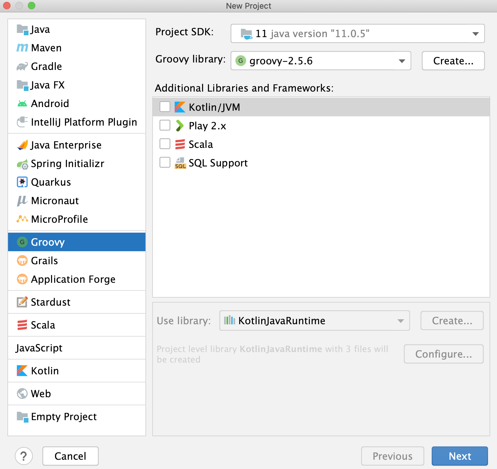 Getting started with Groovy and Java 11 project IntelliJ IDEA