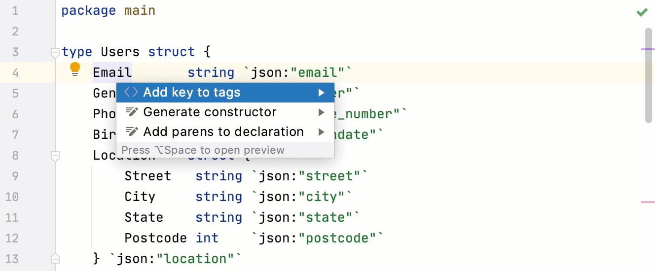 Working with JSON GoLand Documentation