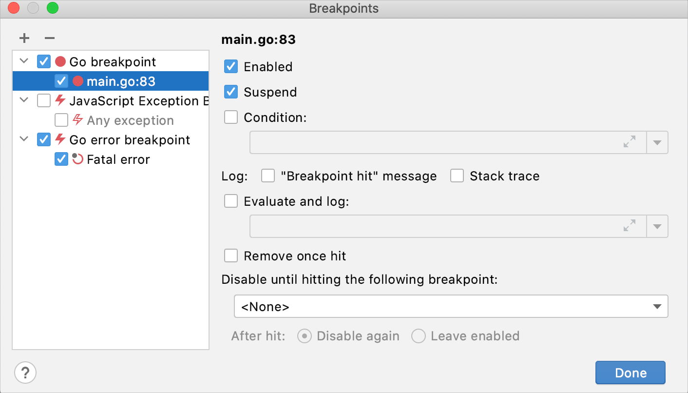 Breakpoints GoLand Documentation