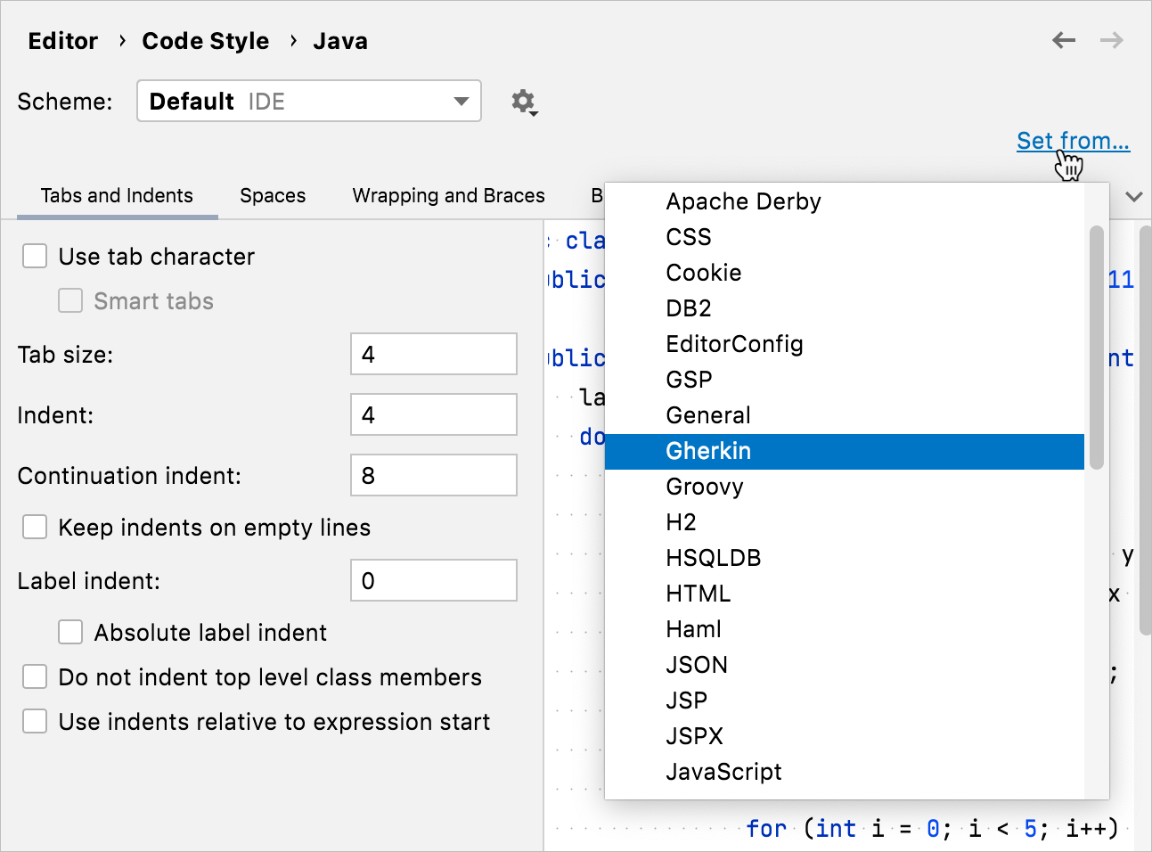 Code style schemes IntelliJ IDEA Documentation