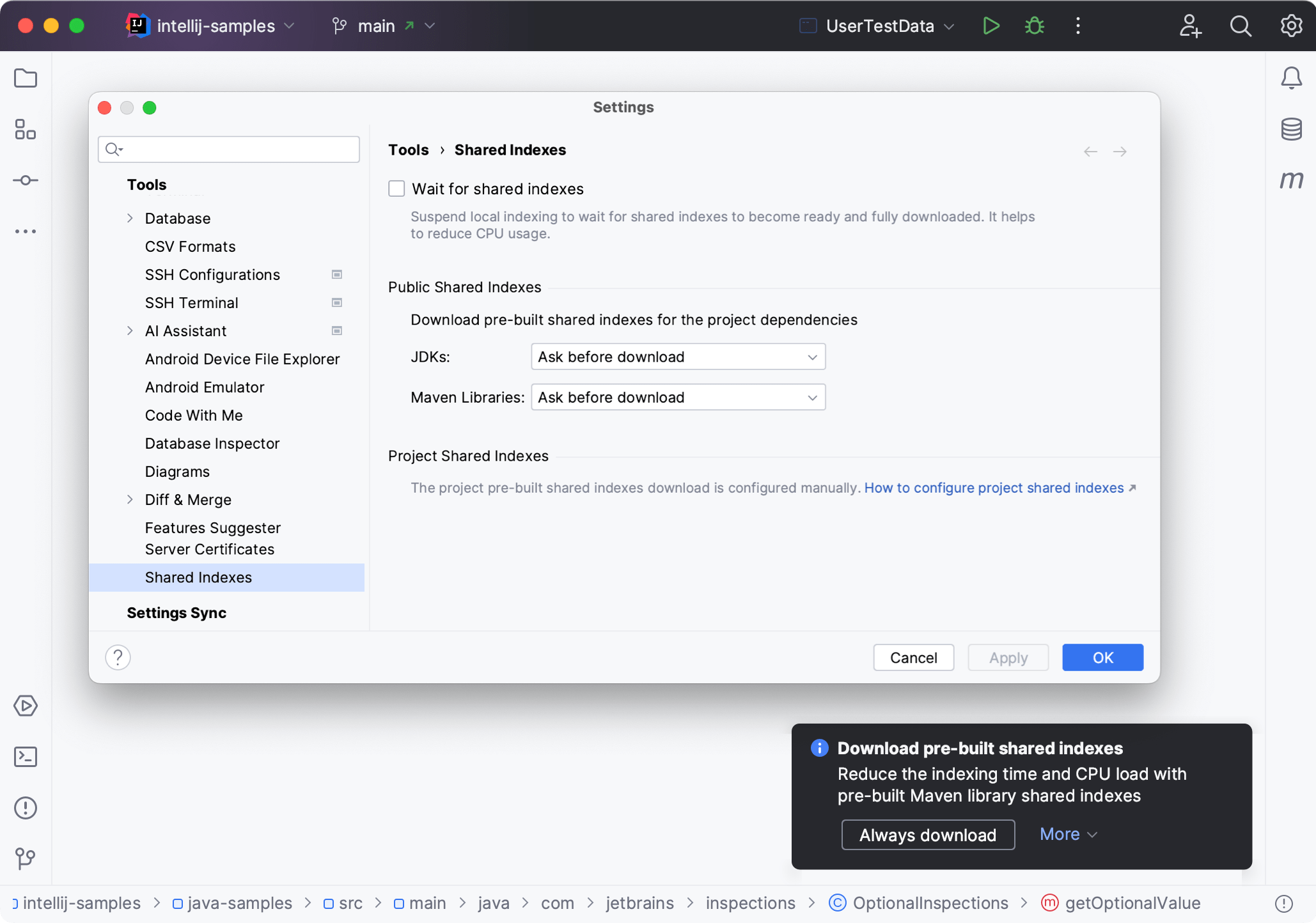 Shared indexes IntelliJ IDEA Documentation
