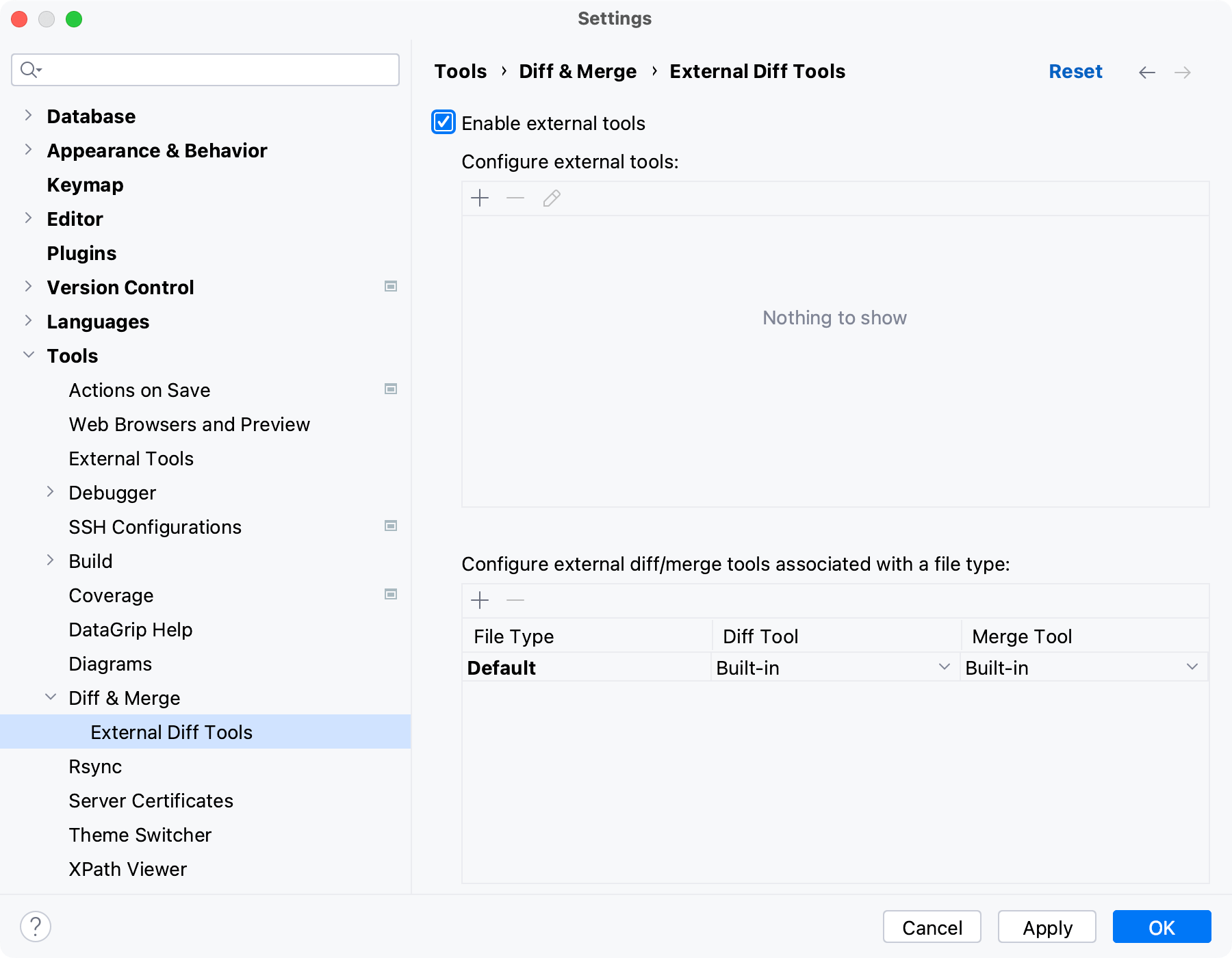 Compare files, folders, and text sources DataGrip Documentation