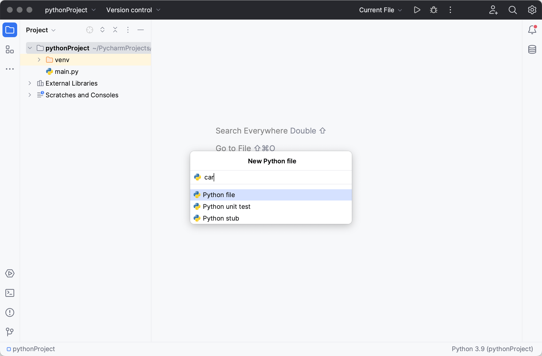 Create and run your first project PyCharm Documentation