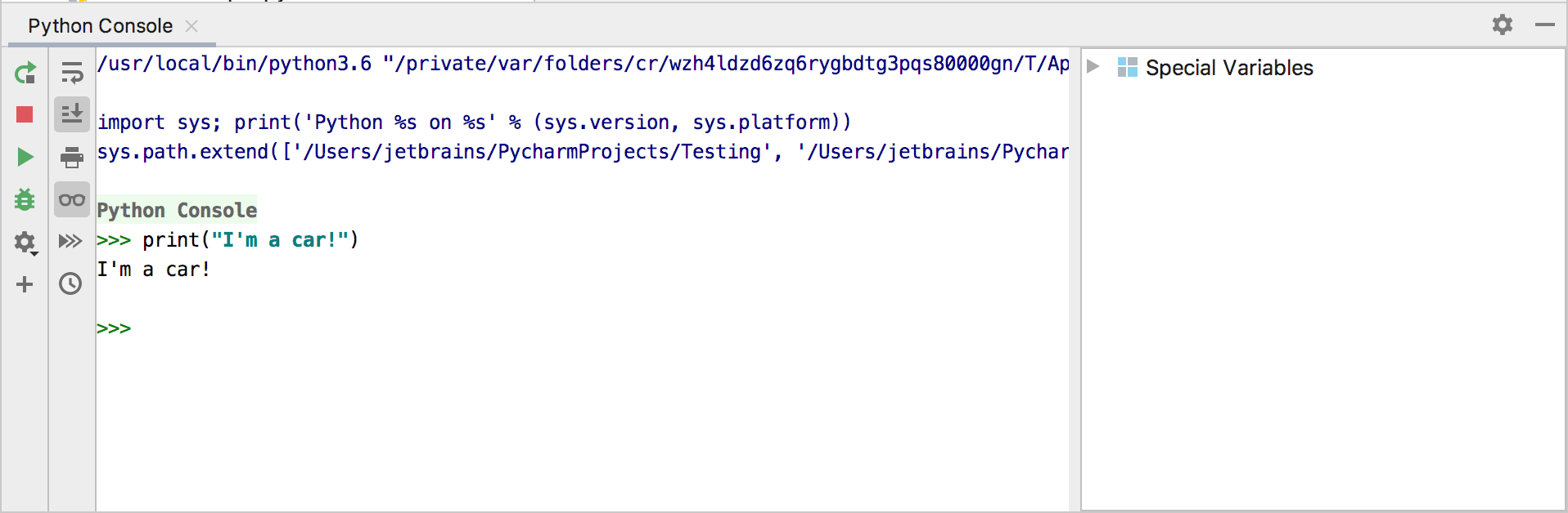Pycharm python console settings