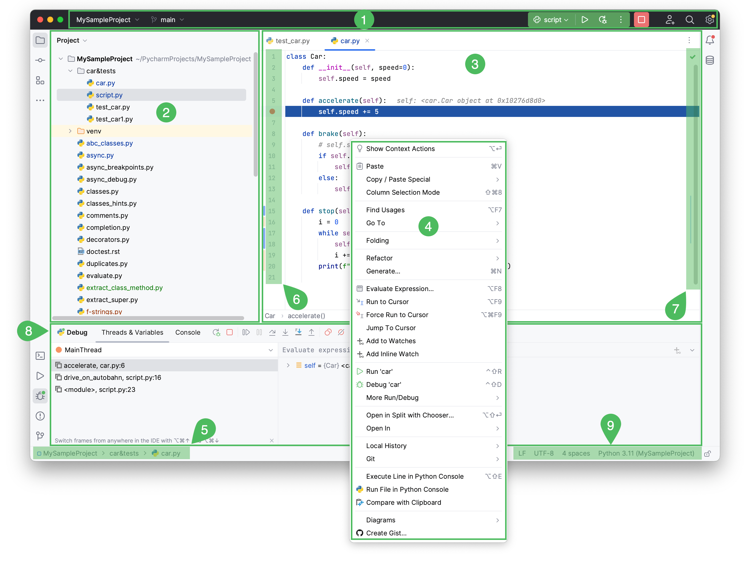 User interface PyCharm Documentation