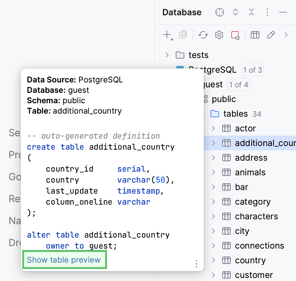 Tables IntelliJ IDEA Documentation