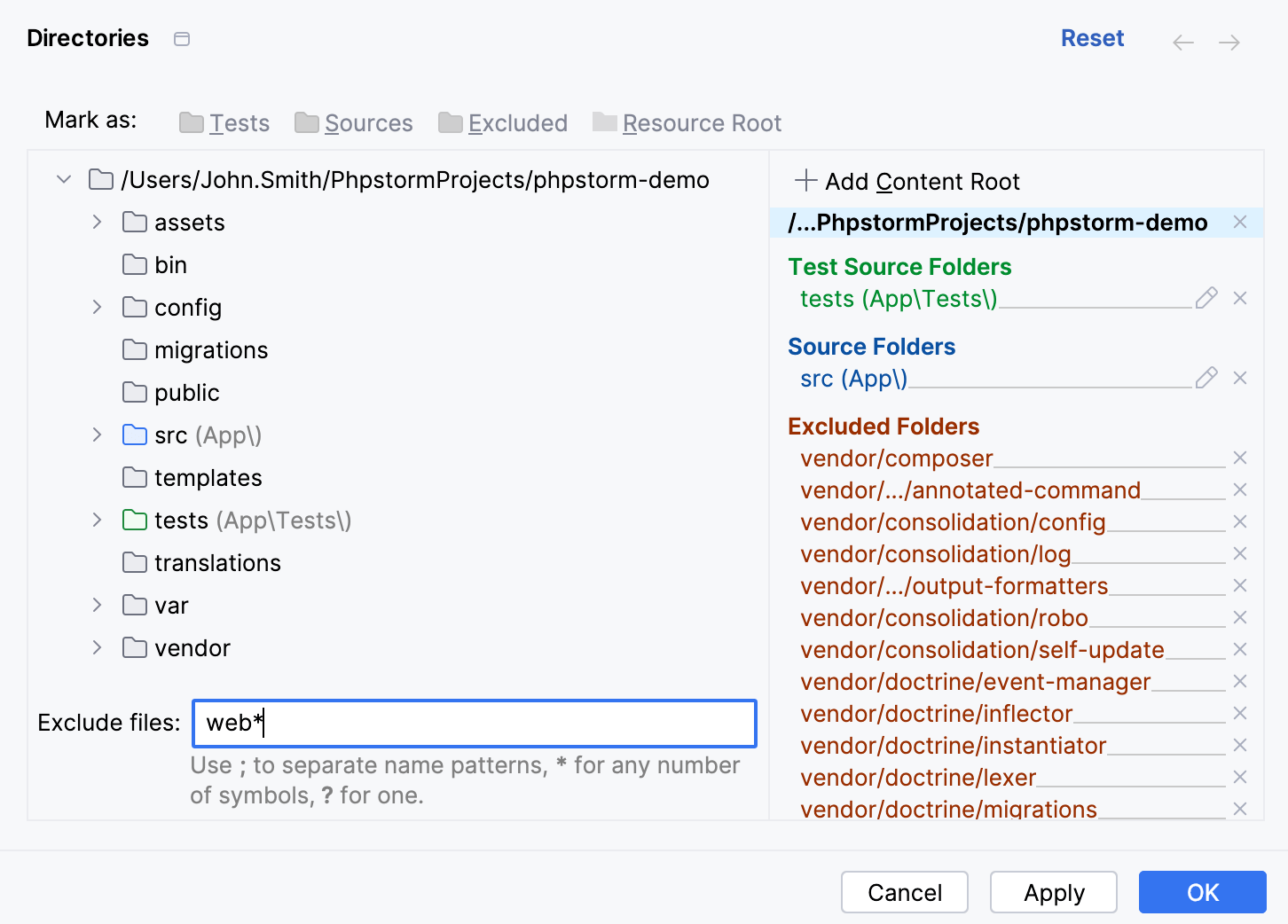 Excluded files and folders PhpStorm Documentation