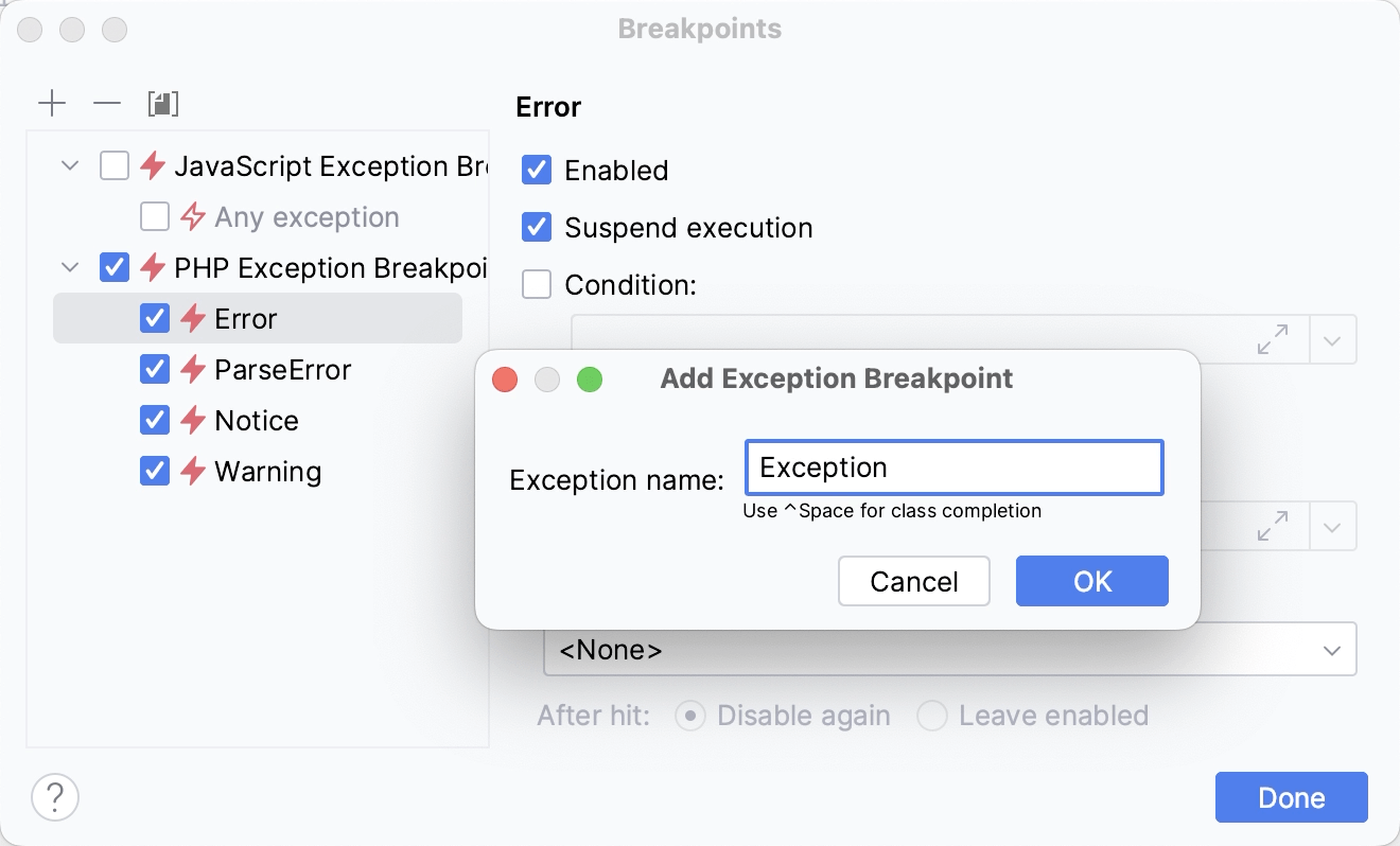 Debug with PHP exception breakpoints PhpStorm Documentation