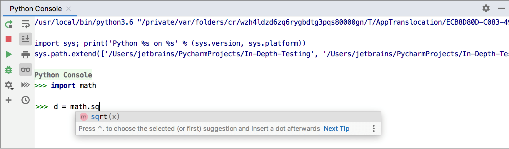 Python console PyCharm Documentation