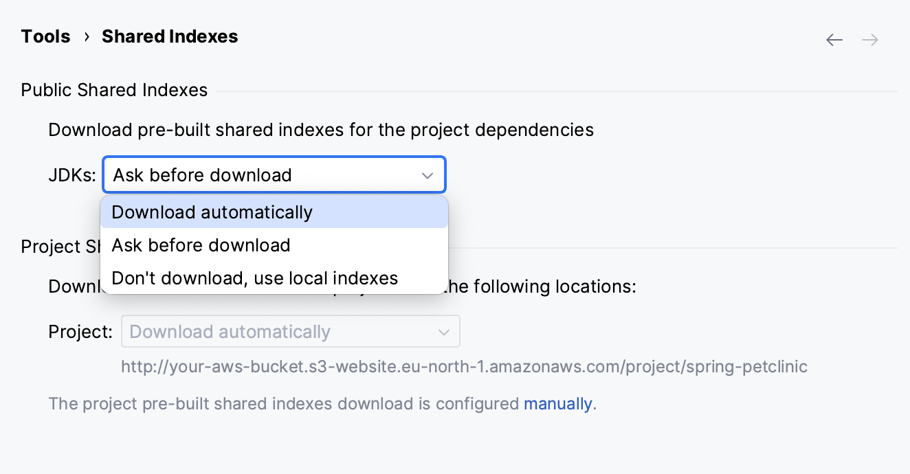 Shared indexes IntelliJ IDEA Documentation