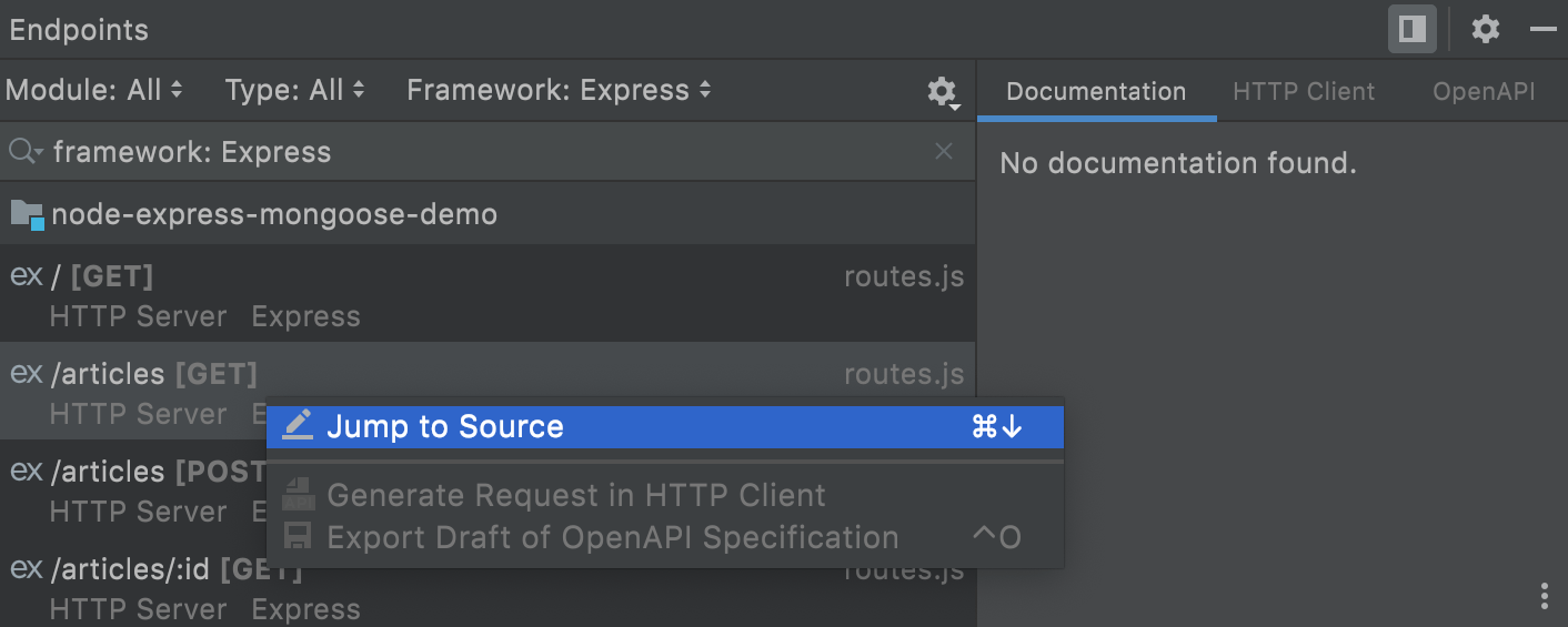 Endpoints tool window Storm Documentation