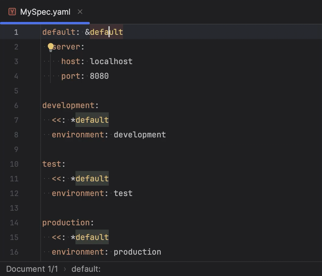 YAML IntelliJ IDEA Documentation