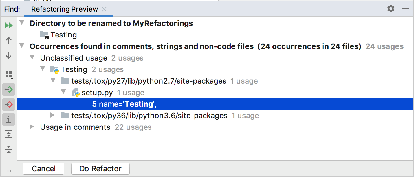 Rename projects PyCharm Documentation